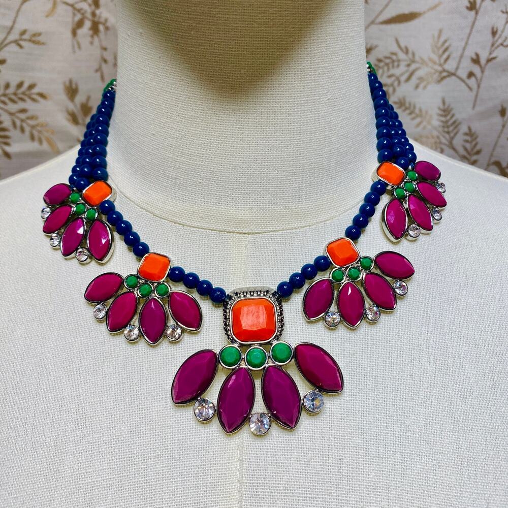 Lia Sophia Flamenco Statement Necklace Boho Chic Retro Artsy Maximalist Dopamine
